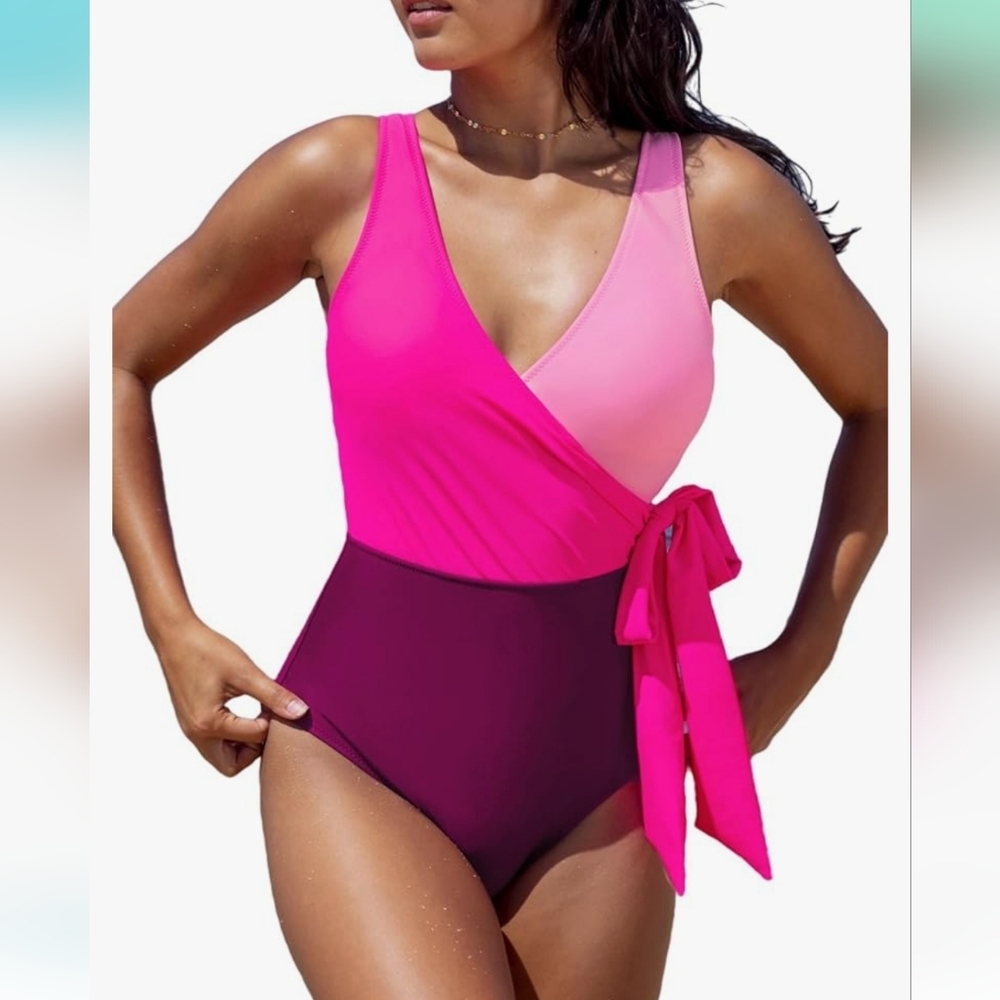 Pink and Purple Women's Swimsuit